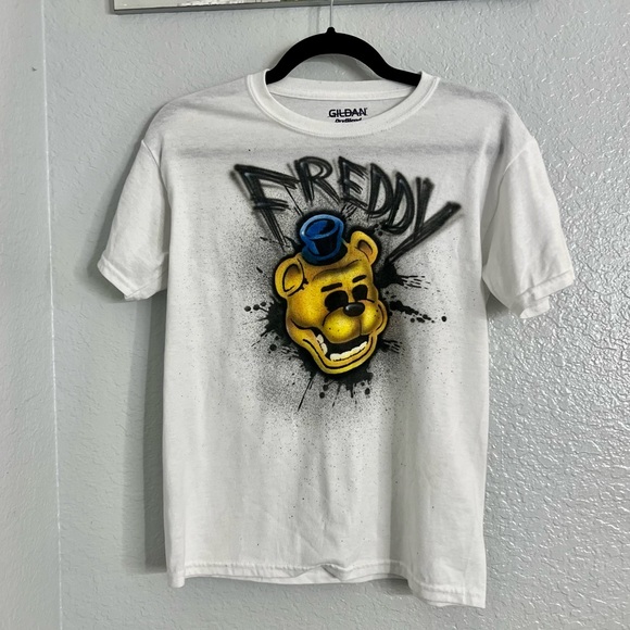 Boys Graphic T Shirt with Freddy Bear and Splatter paint design - Picture 2 of 7